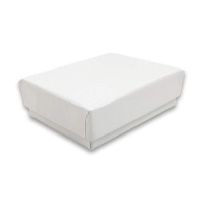 888 Display - Pack of 10 Boxes of 2 1/8" x 1 5/8" x 3/4" White Glossy Shiny Cotton Filled Jewelry Boxes