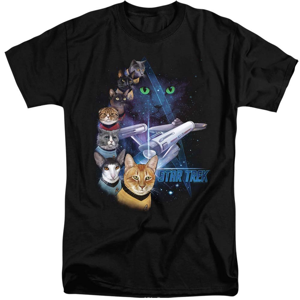 Star Trek Feline Galaxy Unisex Adult Tall T Shirt for Men and Women, 2X-Large