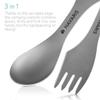 Navaris Titanium Spork Camping Utensils (Set of 2) - 3-in-1 Fork, Spoon, Knife Cutlery Combo - Metal Silverware for Backpacking, Hiking, Outdoors view 3
