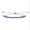 ZAVANA Adjustable Silver Bracelets for Women, Sapphire Blue Bracelet for Women, Dainty Tennis Bracelets for Women with Blue Cubic Zirconia Stones, Slider Bolo Bracelet, Gifts for Women view 1