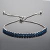ZAVANA Adjustable Silver Bracelets for Women, Sapphire Blue Bracelet for Women, Dainty Tennis Bracelets for Women with Blue Cubic Zirconia Stones, Slider Bolo Bracelet, Gifts for Women view 2