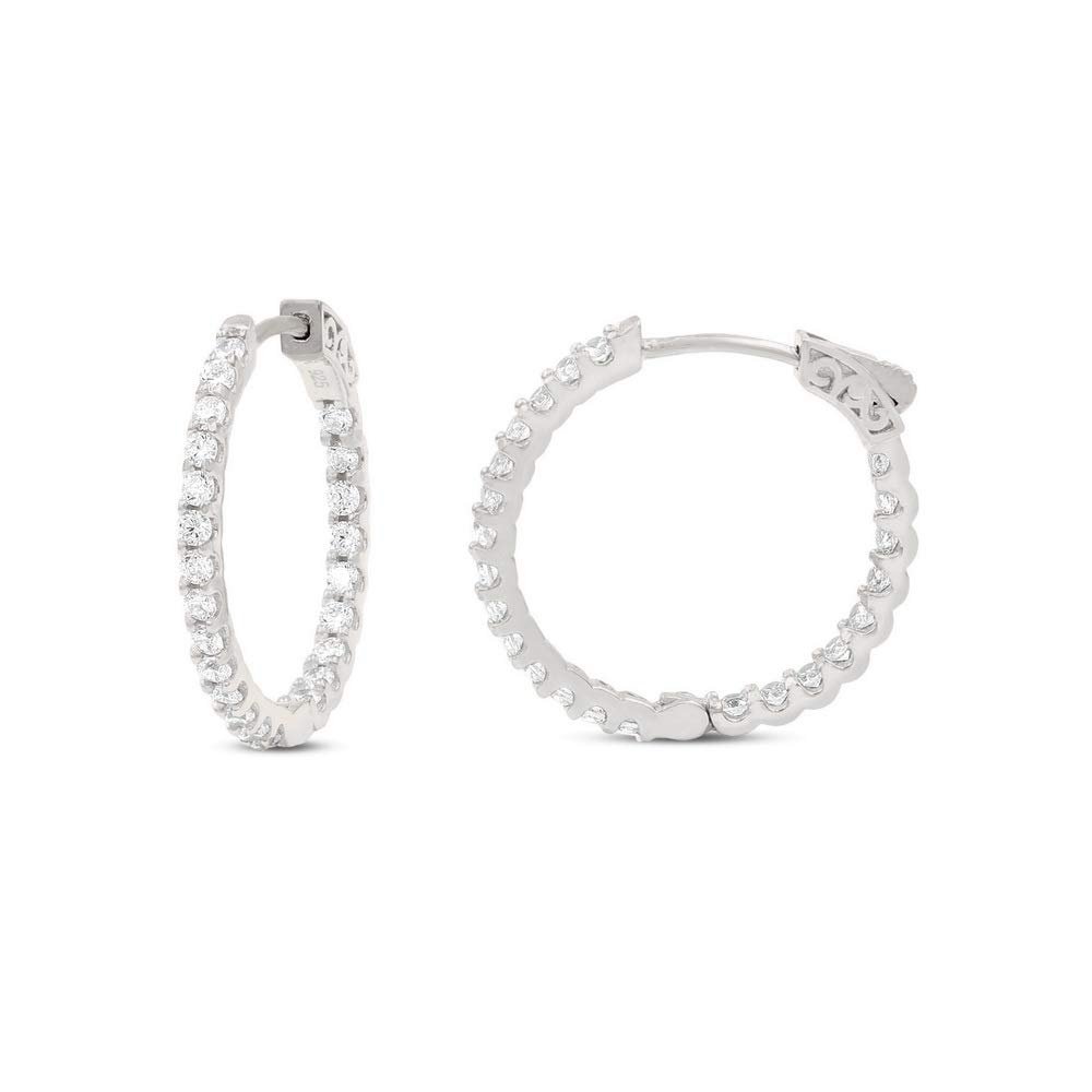 20mm Classic Tiny Hoop Earrings with Cubic-Zirconia