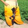 Full Funk Rayon Elastic Tied Ankle Wide Full Leg Balloon Pants African Water Women, X-Large, African Water Bearer - Cream Brown view 2
