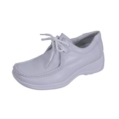 24 Hour Comfort Kris (2901) Women's Wide Width Classic Cushioned Leather Lace Up Shoes White 7