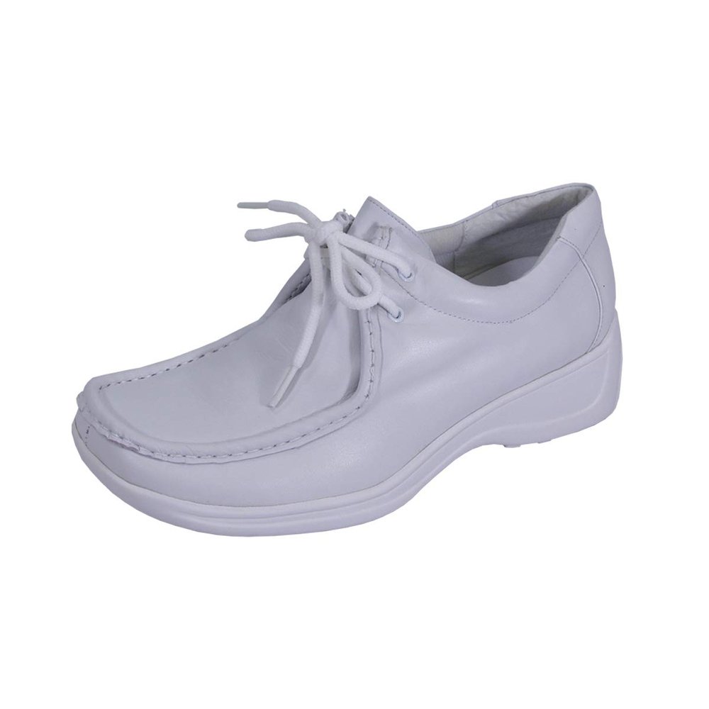 24 Hour Comfort Kris (2901) Women's Wide Width Classic Cushioned Leather Lace Up Shoes White 7