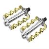 Lowrider Bike Twisted Flat Pedals 1/2 W/Logo Chrome/Gold.Bicycle Pedals view 1