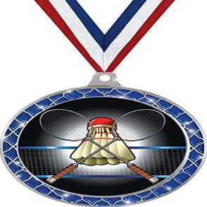 Badminton Blue Trellis Medal Silver, 2.5" Badminton Prizes, Kids Badminton Player Trophy Medal Awards 100 Pack Prime