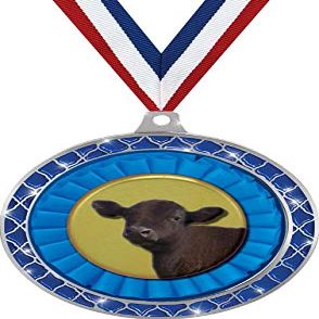 Angus Steer Blue Trellis Medal Silver, 2.5" Angus Cattle Prizes, Kids Animal Trophy Medal Awards 50 Pack Prime