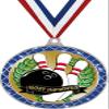 Bowling Blue Trellis Medal Silver, 2.5" Bowling Most Improved Prizes, Kids Bowling Trophy Medal Awards 50 Pack Prime view 1