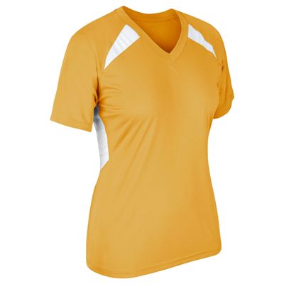 Champro Women's Standard Check Fastpitch Softball Jersey, Gold, White, Large