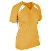 Champro Women's Standard Check Fastpitch Softball Jersey, Gold, White, Large view 1