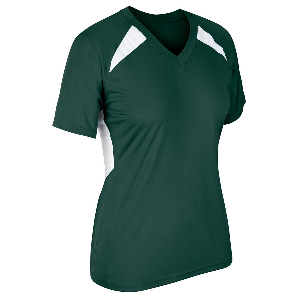 Champro Check Baseball Jersey, Women's Large, Forest Green, White