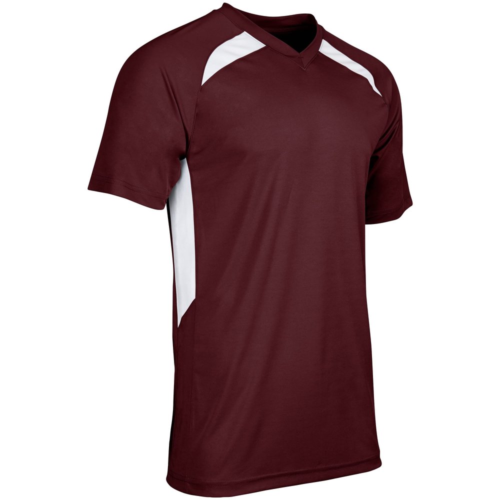 Champro Check Baseball Jersey, Youth Large, Maroon, White