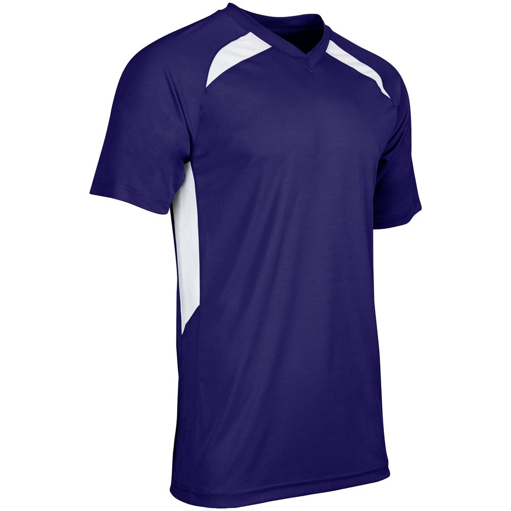 Champro Men's Standard Check Half Sleeve Baseball Jersey, Purple, White, Adult Medium