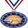 Blue Hog Blue Trellis Medal Silver, 2.5" Hog Rosette Prizes, Kids Animal Trophy Medal Awards 100 Pack Prime view 1