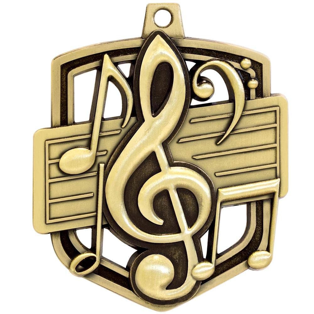 2.25" Gold Admiral Music Medals, Gold Music Medal Trophy Award with Free Custom Engraving, 20 Pack
