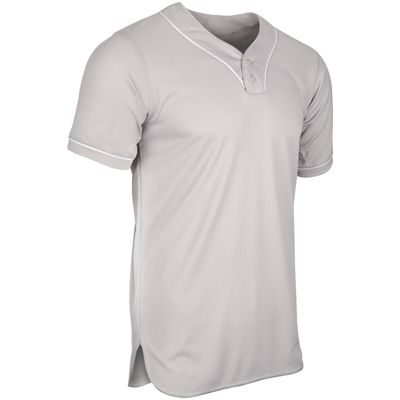 Champro Heater 2-Button Piped Baseball Jersey, Adult 2X-Large, Grey, White Pipe