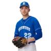 Champro Heater 2-Button Piped Baseball Jersey, Adult 2X-Large, Grey, White Pipe view 2