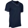 Champro Heater 2-Button Piped Baseball Jersey, Adult 2X-Large, Navy, White Pipe view 1