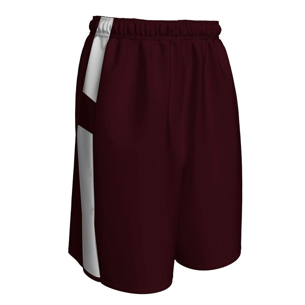 Champro Unisex-Youth Crossover Reversible Basketball Shorts, Maroon, White, Youth Small