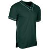 Champro Heater 2-Button Piped Baseball Jersey, Adult Medium, Forest Green, White Pipe view 1