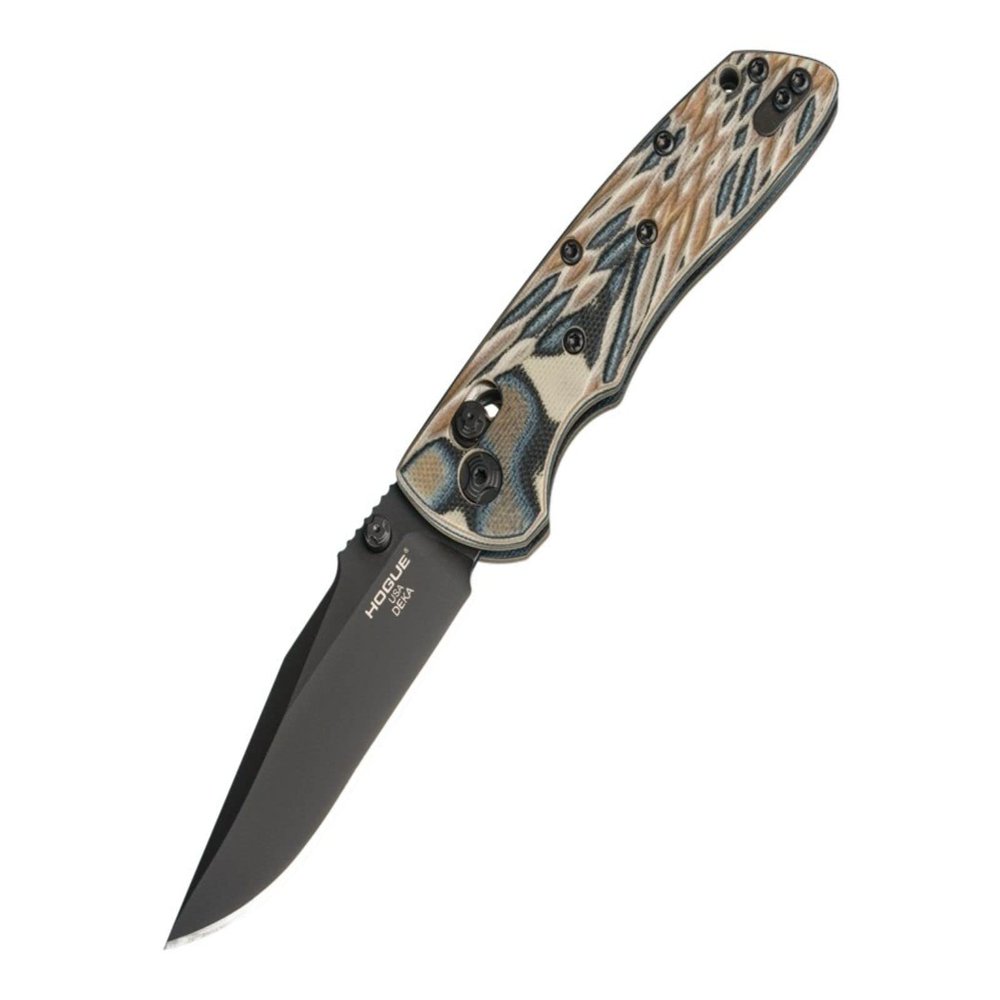 Hogue Deka 3.25" Folder CPM 20CV Clip Point Blade Black Cerakote Finish, Crosshatch Textured G10 Frame ABLE Lock Manual Knife, G-Mascus Dark Earth - 24277