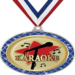 Karaoke Blue Trellis Medal Silver, 2.5" Karaoke Singing Prizes, Kids Singing Trophy Medal Awards 100 Pack