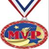 MVP Recognition Red Trellis Medal Silver, 2.5" Most Valuable Player Prizes, Kids MVP Trophy Medal Awards 50 Pack view 1