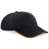 Beechfield Adults Unisex Authentic 5 Panel Piped Peak Cap (One Size) (Black/Bright Royal) view 4