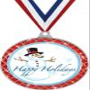 Happy Holidays Red Trellis Medal Silver, 2.5" Holiday Prizes, Kids Holiday Trophy Medal Awards 100 Pack view 1