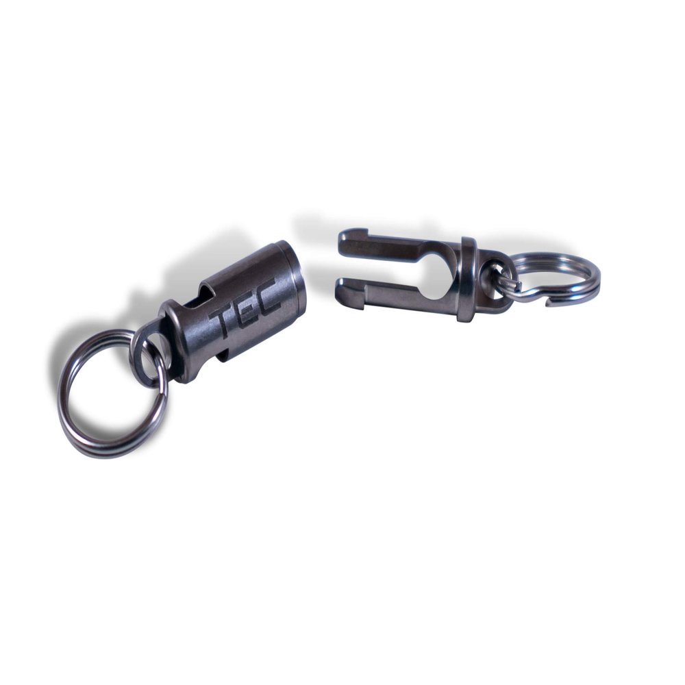 Python-QR Titanium Quick Release Keychain Clip - Detachable Key Ring Quick Release and Disconnect - No-Fail Design Pull Apart Key Chain - Everyday Carry for Car Keys, Gear, Camera Equipment and More