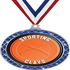 Sporting Clays Blue Trellis Medal Silver, 2.5" Sporting Clays Prizes, Kids Sporting Clays Trophy Medal Awards 50 Pack Prime
