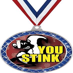 You Stink Blue Trellis Medal Silver, 2.5" Funny Loser Prizes, Kids Last Place Joke Trophy Medal Awards 100 Pack Prime