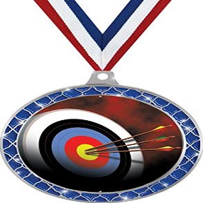 Archery Blue Trellis Medal Silver, 2.5" Archery Board Prizes, Kids Archery Target Trophy Medal Awards 50 Pack Prime