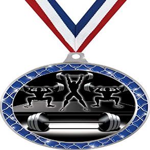 Bodybuilding Blue Trellis Medal Silver, 2.5" Weightlifting Prizes, Bodybuilder Trophy Medal Awards 100 Pack Prime
