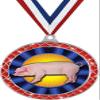 Blue Hog Red Trellis Medal Silver, 2.5" Hog Rosette Prizes, Kids Animal Trophy Medal Awards 100 Pack Prime view 1