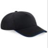Beechfield Adults Unisex Authentic 5 Panel Piped Peak Cap (One Size) (French Navy/Bright Royal/White) view 1