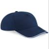 Beechfield Adults Unisex Authentic 5 Panel Piped Peak Cap (One Size) (French Navy/Bright Royal/White) view 2