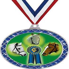 Horse Show Blue Trellis Medal Silver, 2.5" Horse Prizes, Kids Horse Show Trophy Medal Awards 20 Pack Prime