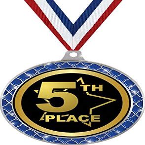 5th Place Blue Trellis Medal Silver, 2.5" Fifth Place Prizes, Kids Fifth Place Trophy Medal Awards 50 Pack Prime