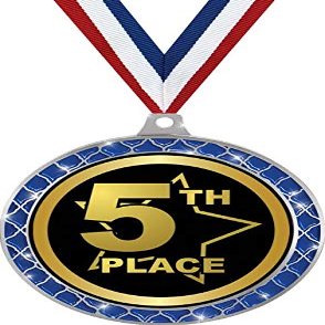 5th Place Blue Trellis Medal Silver, 2.5" Fifth Place Prizes, Kids Fifth Place Trophy Medal Awards 50 Pack Prime