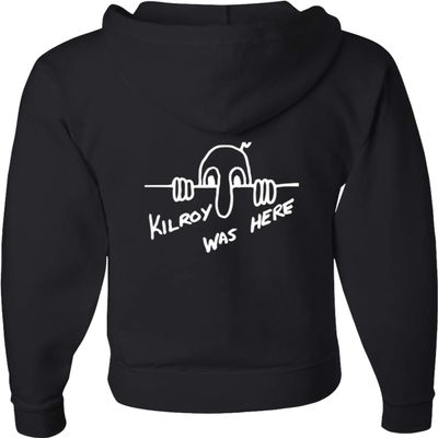 Buy Cool Shirts Kilroy was Here Full Zip Hoodie Back Print, Black Large