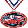 4th of July Red Trellis Medal Silver, 2.5" Fourth of July Prizes, Kids Holiday Trophy Medal Awards 100 Pack Prime view 1