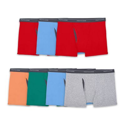 Fruit of the Loom boys Tag Free Cotton Boxer Briefs, Boy - 7 Pack Coolzone Fly Assorted, Medium US