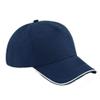 Beechfield Adults Unisex Authentic 5 Panel Piped Peak Cap (One Size) (French Navy/White) view 1