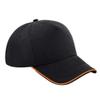 Beechfield Adults Unisex Authentic 5 Panel Piped Peak Cap (One Size) (French Navy/White) view 3