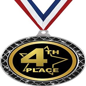 4th Place Black Trellis Medal Silver, 2.5" Fouth Place Prizes, Kids Fouth Place Trophy Medal Awards 100 Pack Prime