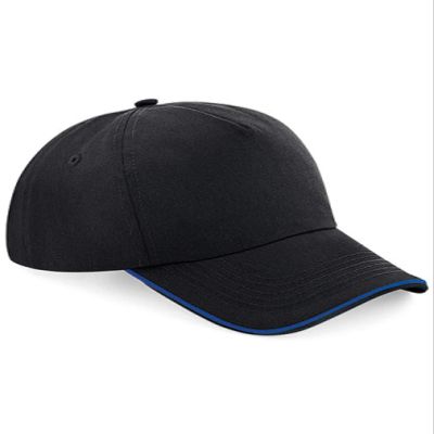 Beechfield Adults Unisex Authentic 5 Panel Piped Peak Cap (One Size) (Graphite Gray/Black)