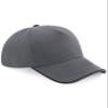 Beechfield Adults Unisex Authentic 5 Panel Piped Peak Cap (One Size) (Graphite Gray/Black) view 2