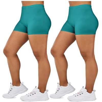 Gilbins Ultra Soft High Waist Yoga Stretch Mini-Bike Shorts for Women-Many Colors-One Size & Plus Size (Turqoise S-L)